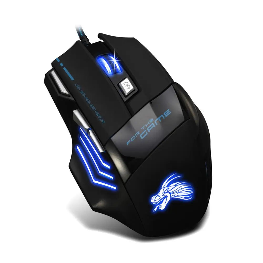 USB Wired Gaming Mouse 7-Color Backlight 5500 DPI Adjustable Optical Mice Ergonomic Computer Mouse for Desktop Laptop PC Gamer