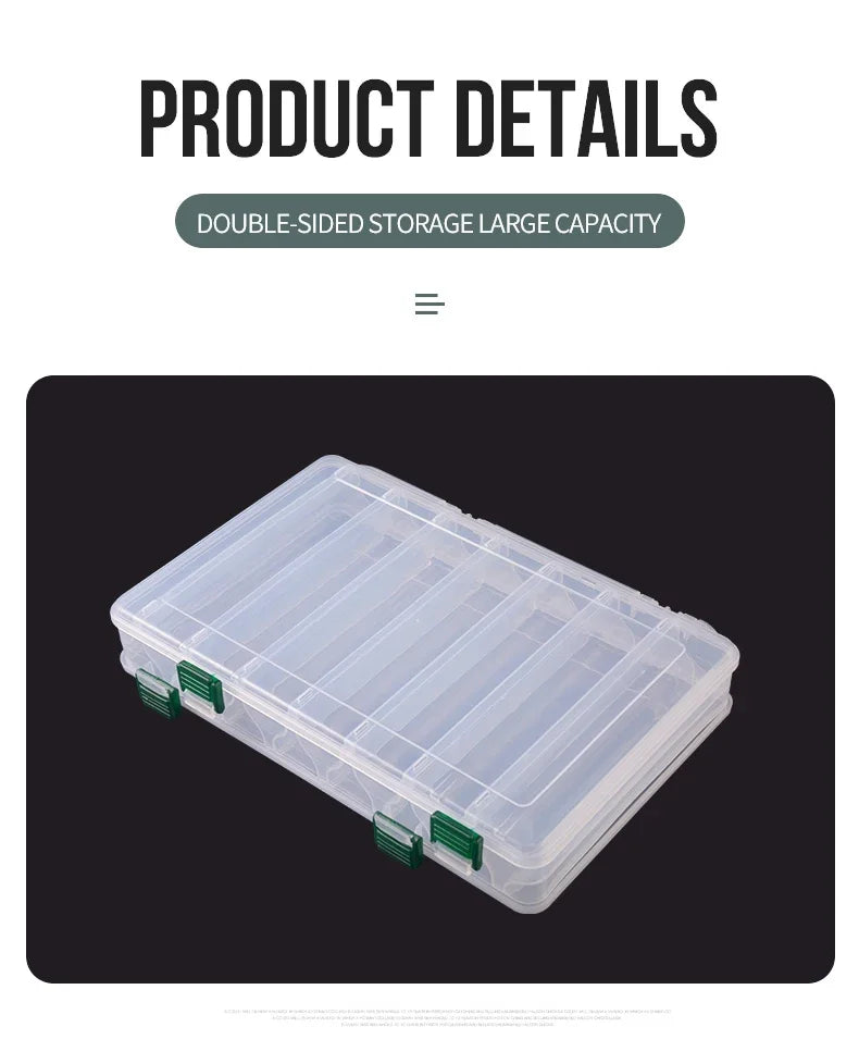 Double Sided 14/10 Compartment Fishing Tackle Box For Sea Fishing Lure Bait Hook Accessories extra-large space Storage Box