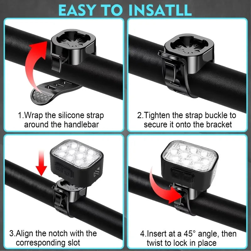 BUCKLOS COB LED Bicycle Light Waterproof USB Rechargeable 1100mAh