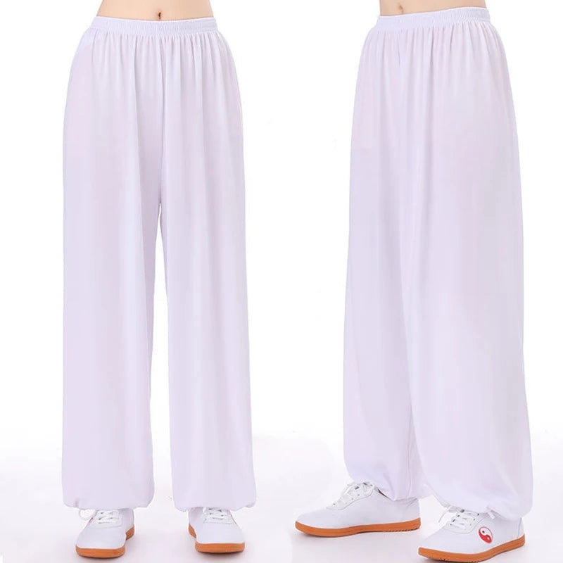 Unisex Summer Loose Workout Silk Tai Chi Pants