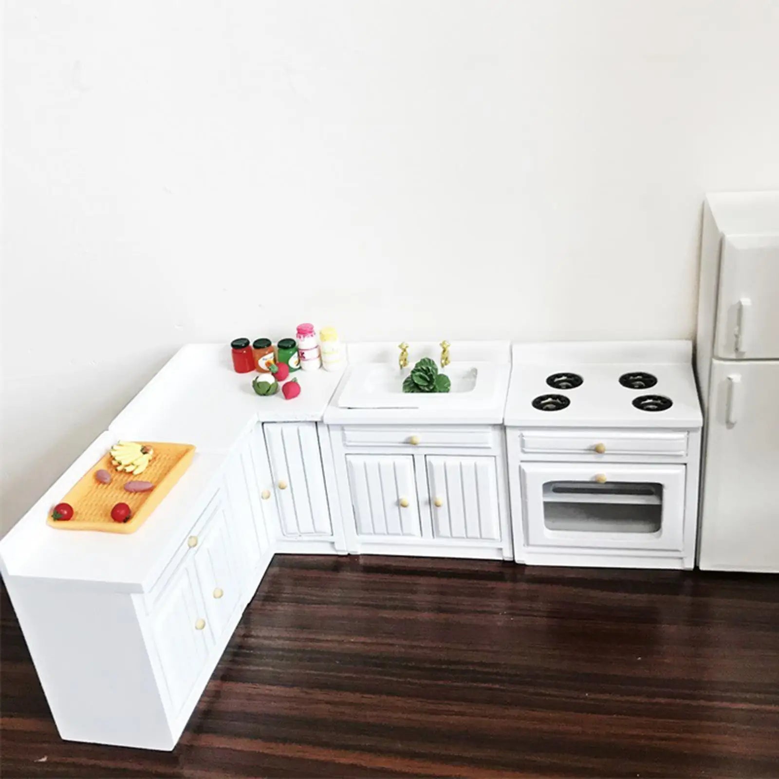 DIY Modern Style Wooden Kitchen Cabinet Dollhouse 1:12