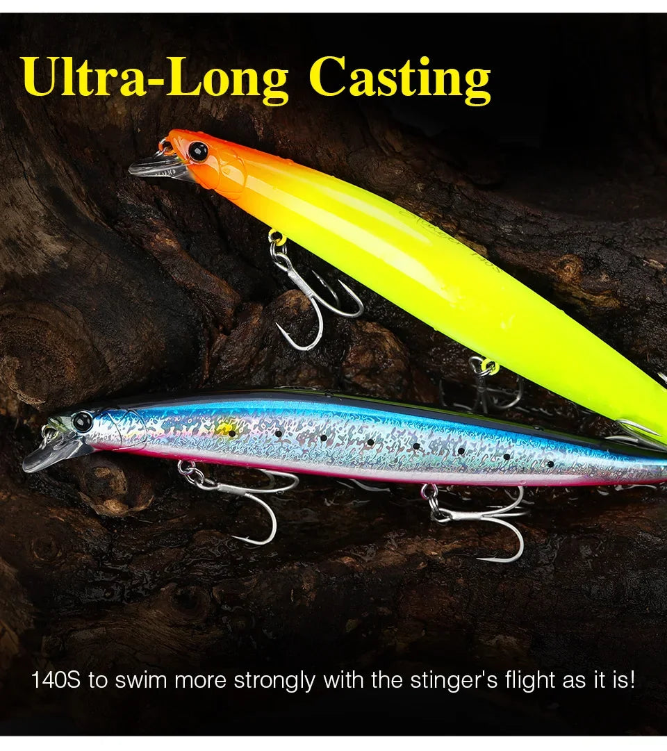 TSURINOYA Stinger 140S Fishing Lure Sinking Minnow DW92 140mm 26g Saltwater Seabass Ultra Long Casting Large Hard Baits Jerkbait