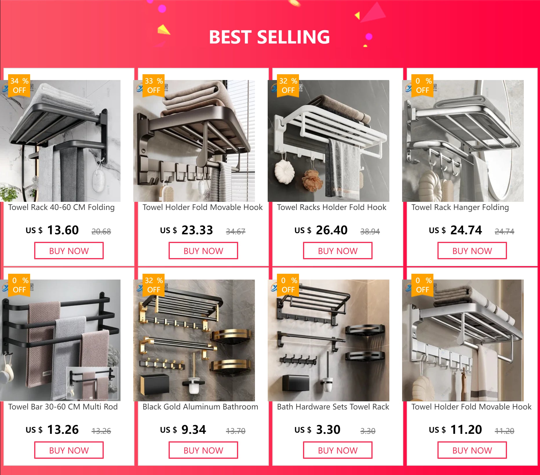 40/50/60CM No Drilling Towel Rack Fold Self-adhesive Wall Hanger Rail Bracket Black Aluminum Shower Bathroom Accessories Holder