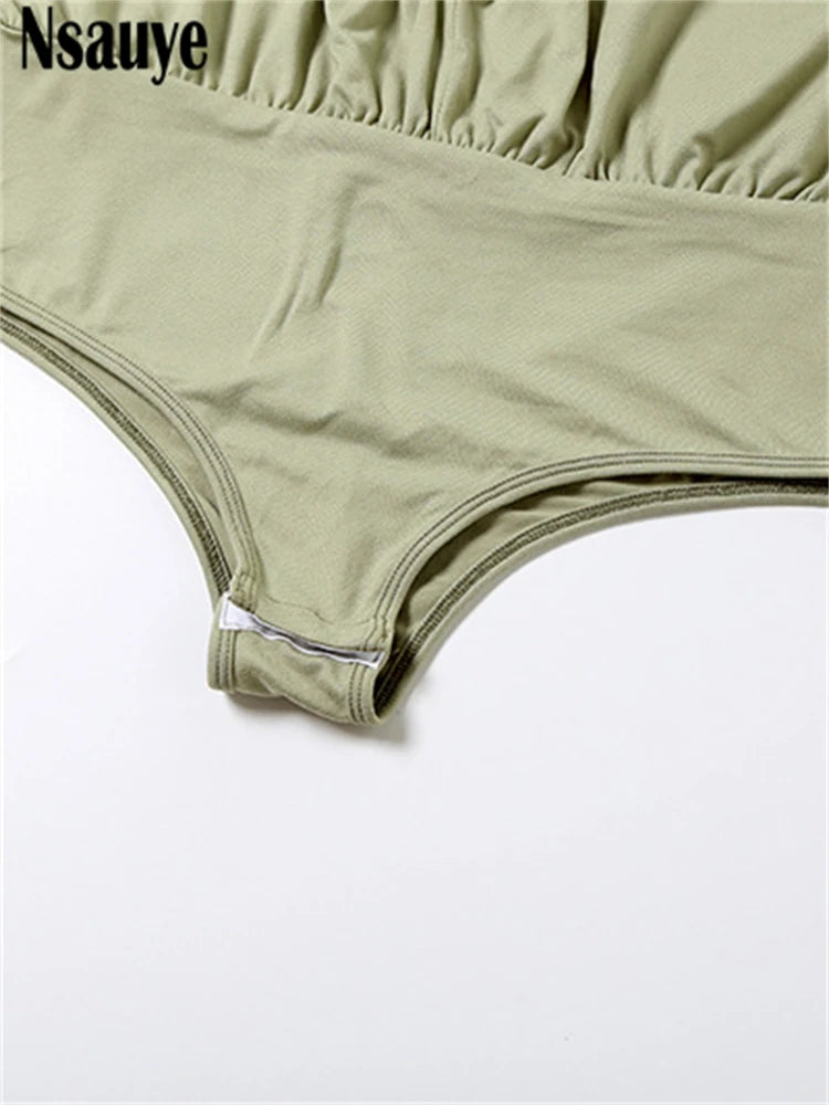 Nsauye 2025 Autumn Winter New Women Sexy Long Sleeve Hooded Bodysuit Streetwear Fashion Body Tops Fashion Solid Lady Jumpsuit