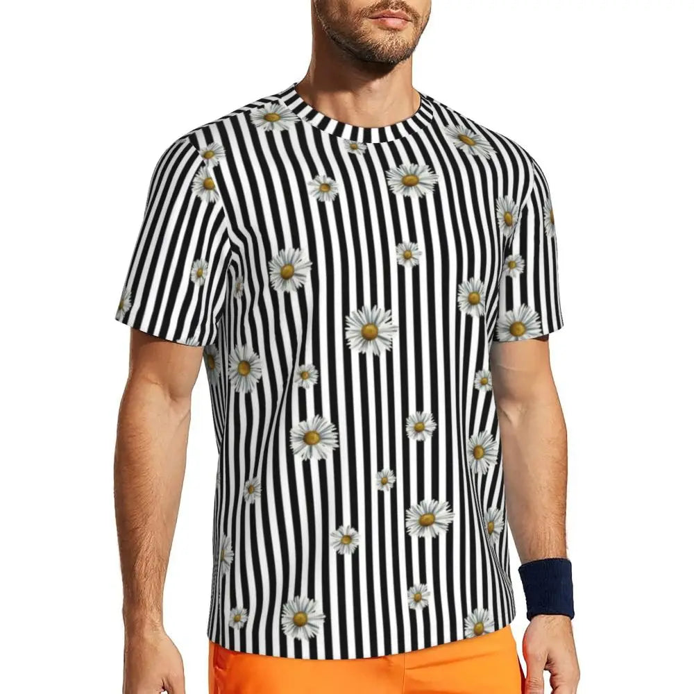 Stylish Mondrian Striped Men's Gym T-Shirt