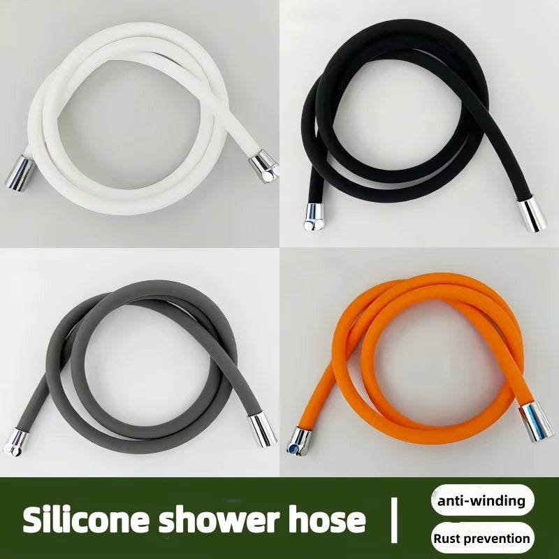 New 1.5/2M Silicone Flexible Shower Hose Anti-Winding Extension High Pressure Pipe Showerhead Tube Bathroom Faucte Accessorie - Daisan Mart