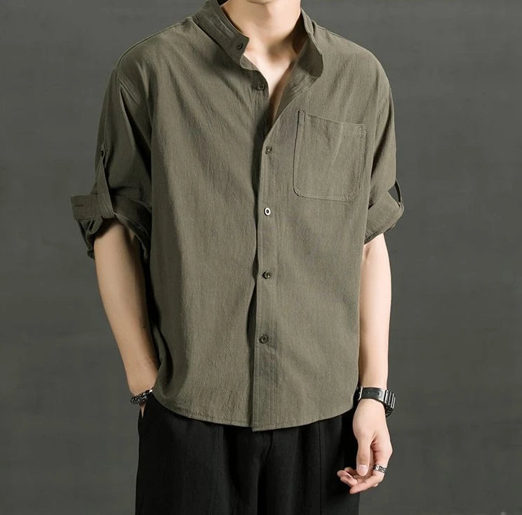 Áo Sơ Mi Trắng Nam Linen Cotton Ngắn Tay Thời Trang - Daisan Mart
