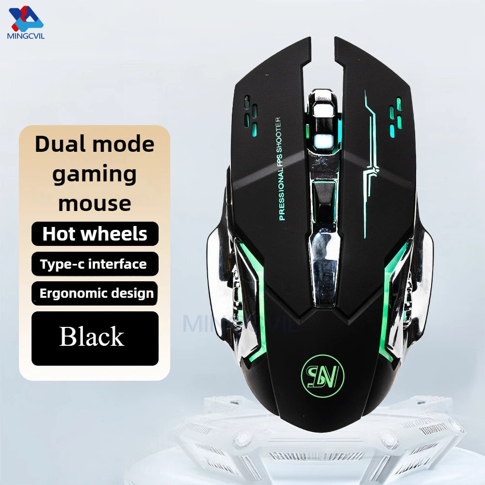 MINGCVIL Wireless Rechargeable Gaming Mouse with Color Changing LED Light