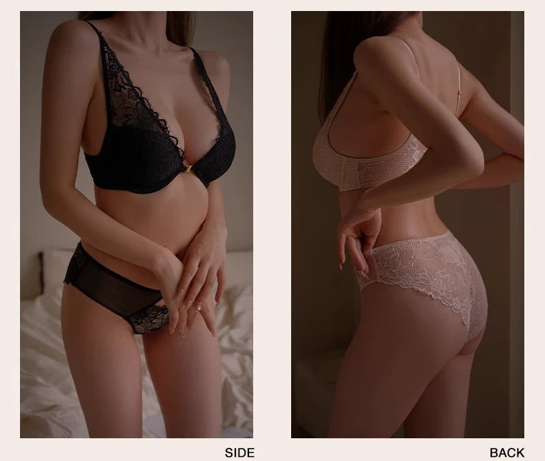 Sexy High Support Lace Bra - Women's Lingerie Set