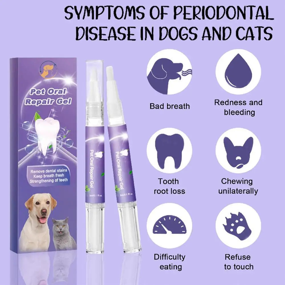 Pet Oral Repair Gel Dog Cat Teeth Cleaning Pen Natural Dog Toothpaste Gel Pet Breath Freshener Eliminate Bad Breath Oral Care - Daisan Mart