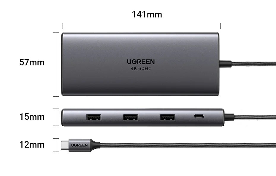 Hub USB-C UGREEN 10Gbps 4K60Hz Đa Năng Cho Laptop