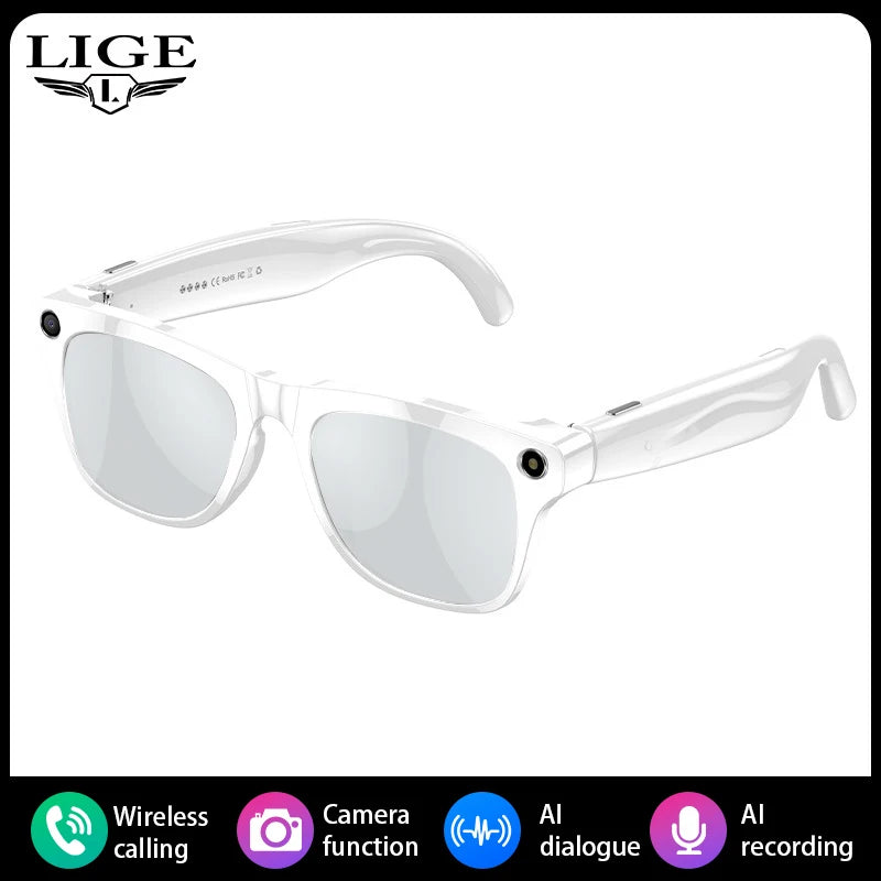 LIGE AI Smart Glasses: Bluetooth Calling, Camera, Music