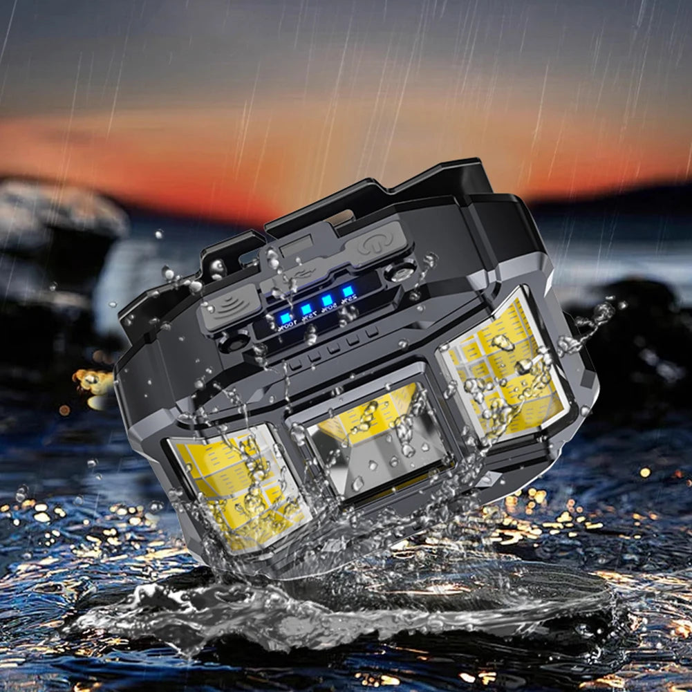 Đèn Đội Đầu LED COB Cảm Ứng Sạc USB Dã Ngoại