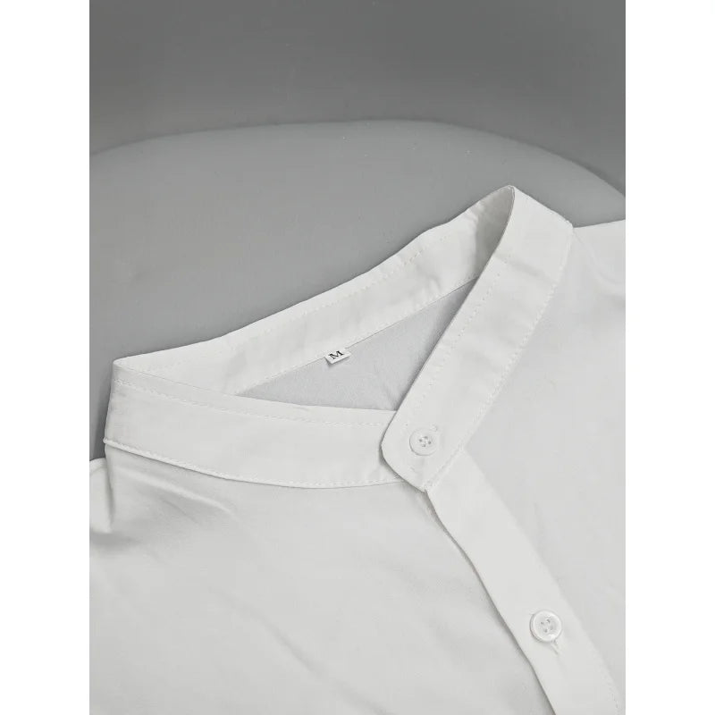 Áo Sơ Mi Nam Cổ Đứng Lịch Lãm Hè Công Sở Cao Cấp