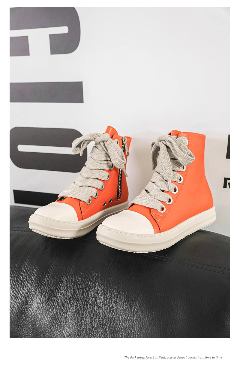 Unisex Autumn Winter High-Top Orange Sneakers Fashion