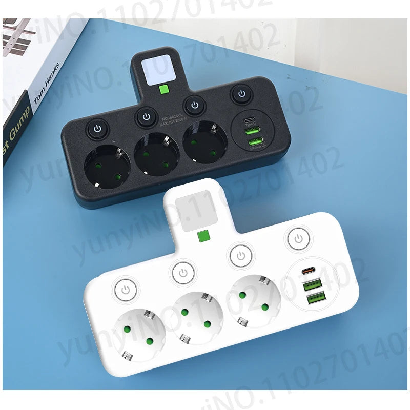 Ổ Cắm Đa Năng 6in1: 3 AC, 2 USB, 1 Type-C, Sạc Không Dây