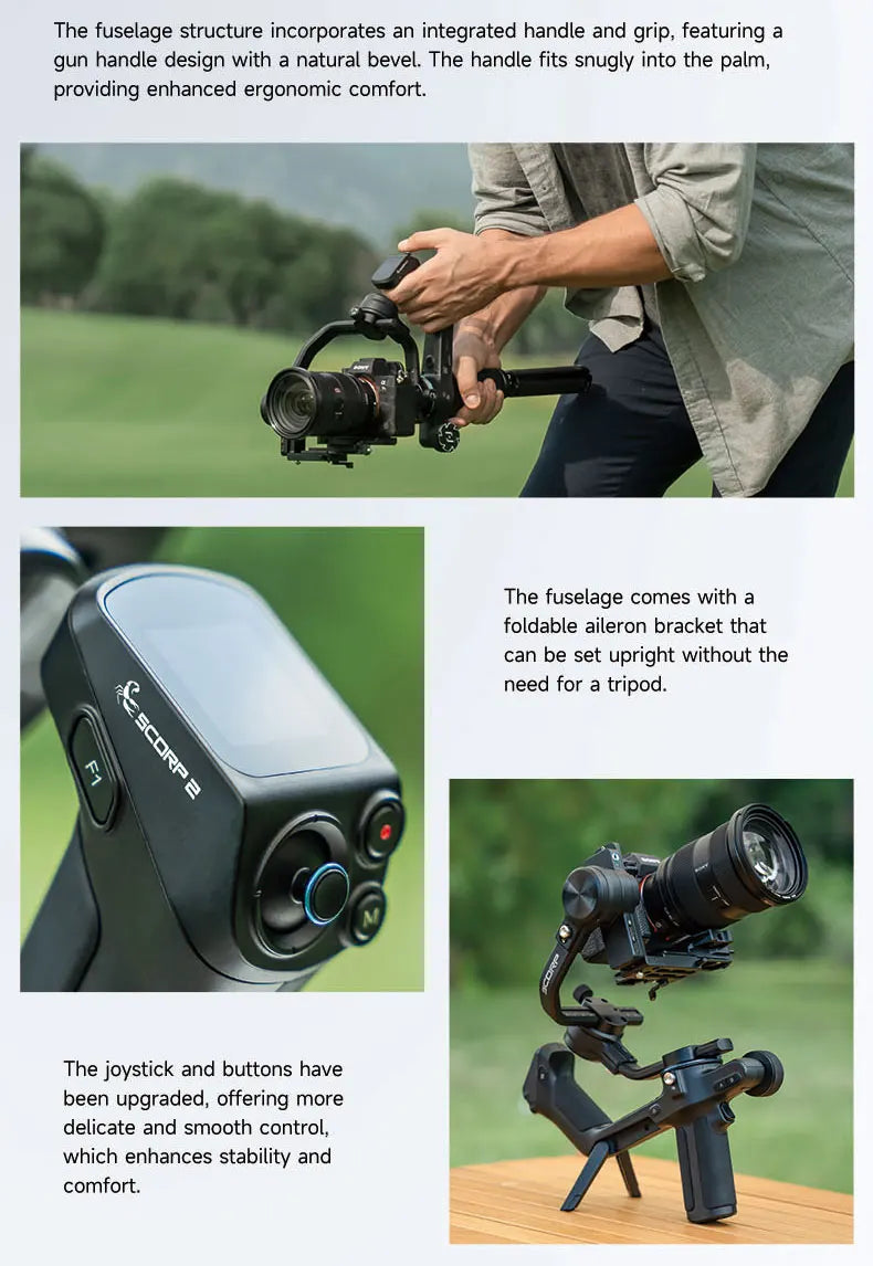 FeiyuTech SCORP 2[Official]Camera Gimbal Stabilizer Built-in AI Tracker Upgrade Joystick Touch Screen for Mirrorless DSLR Camera