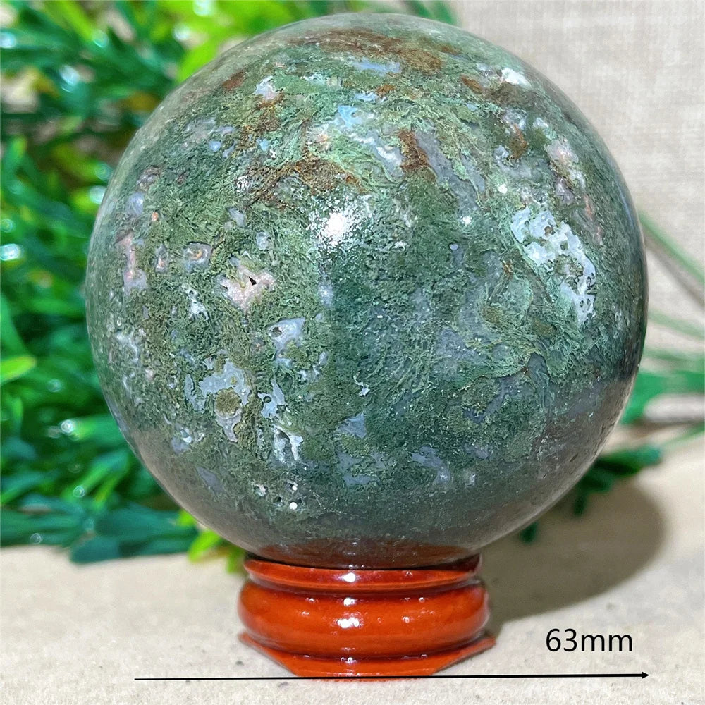 Moss Agate Ball - Spiritual Power &amp; Decoration