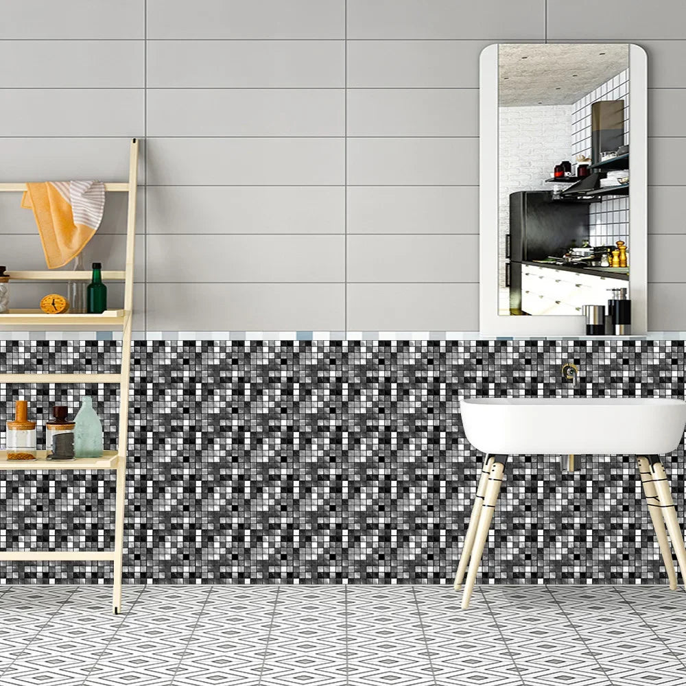 Bộ 10 Miếng Dán Tường Đá Marble Đen Trắng Xám Sang Trọng - Daisan Mart