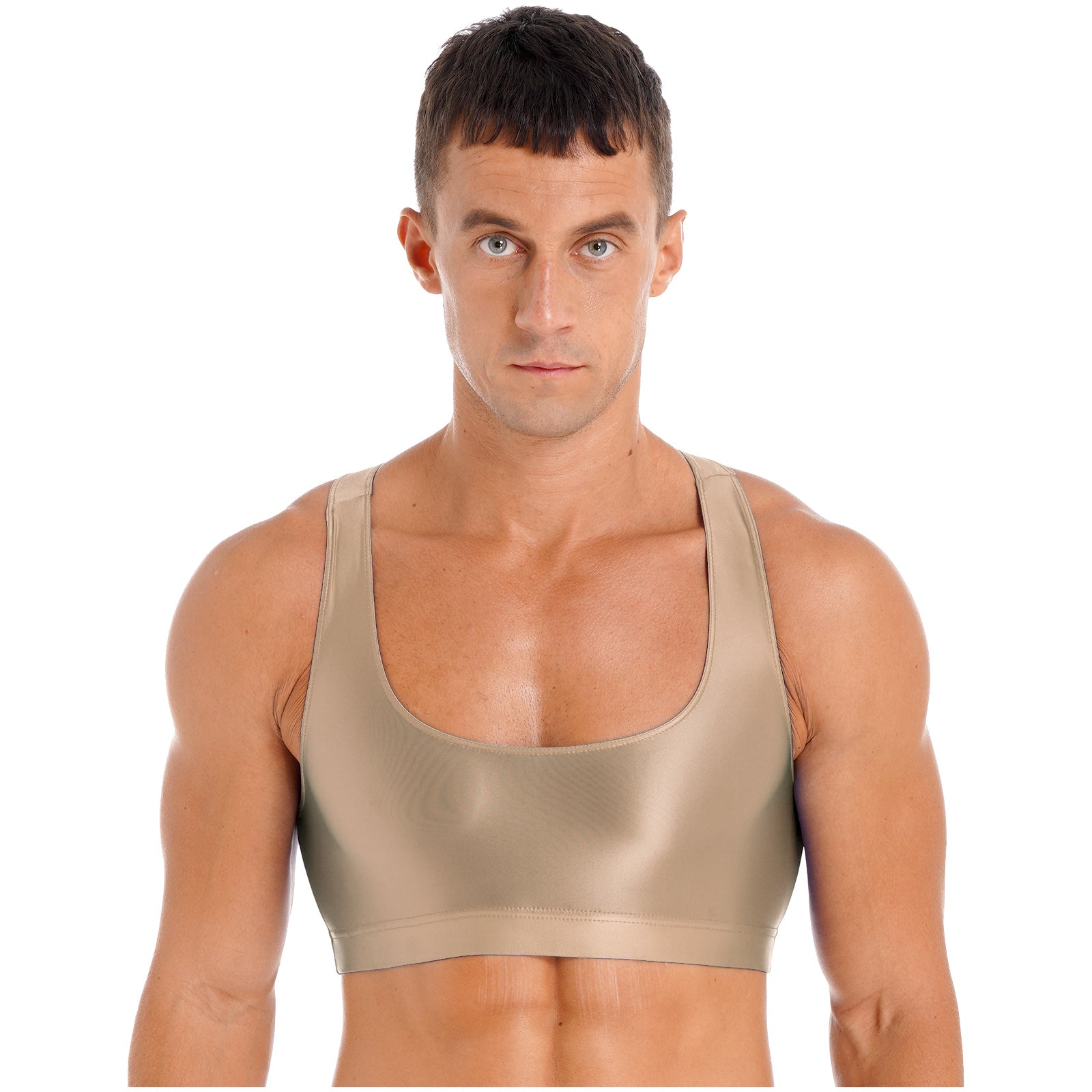 Áo Croptop Nam Thể Thao Bóng Đẹp U Neck Tập Gym Yoga