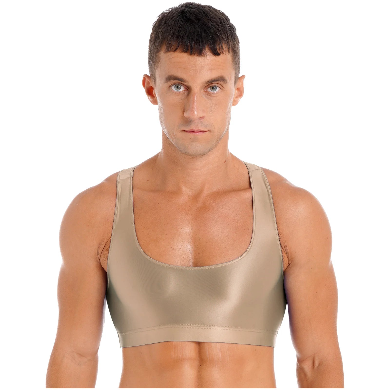 Áo Croptop Nam Thể Thao Bóng Đẹp U Neck Tập Gym Yoga