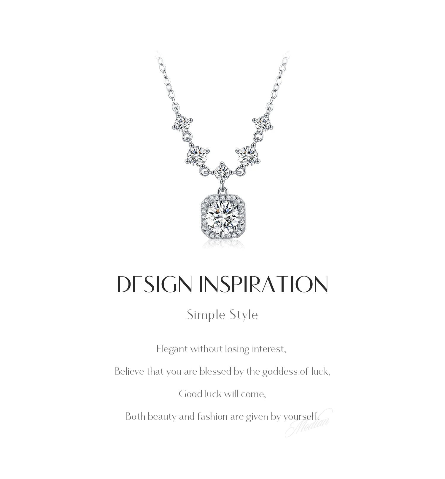 Luxury 925 Silver Moissanite Stone Necklace for Women