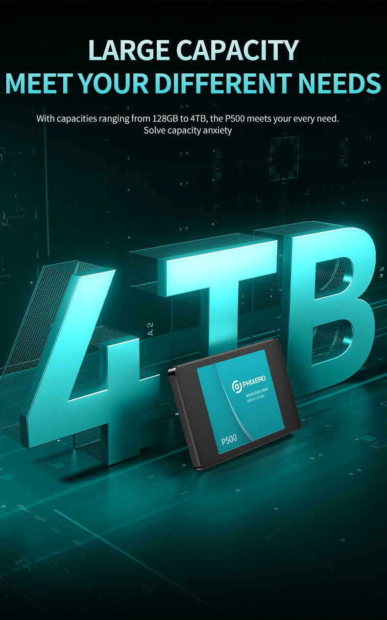 PHIXERO 2.5” High Speed ​​SSD Hard Drive For Laptop, PC