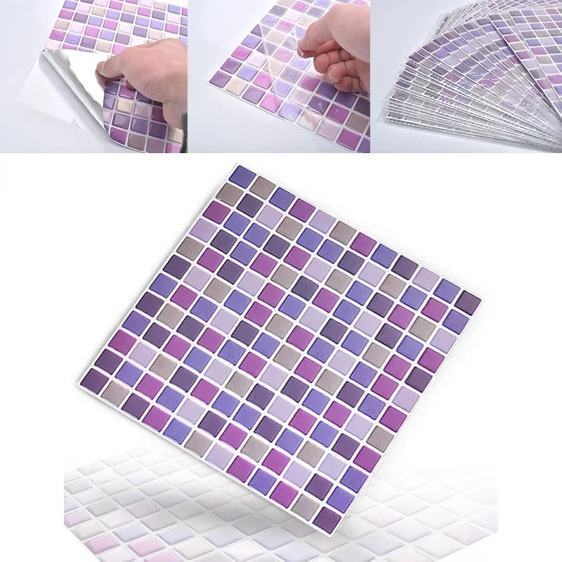 Crystal Mosaic Tile Wall Sticker 5/10PCS 3D Self Adhesive Waterproof DIY Backsplash Wallpaper Bathroom Kitchen Home Decoration