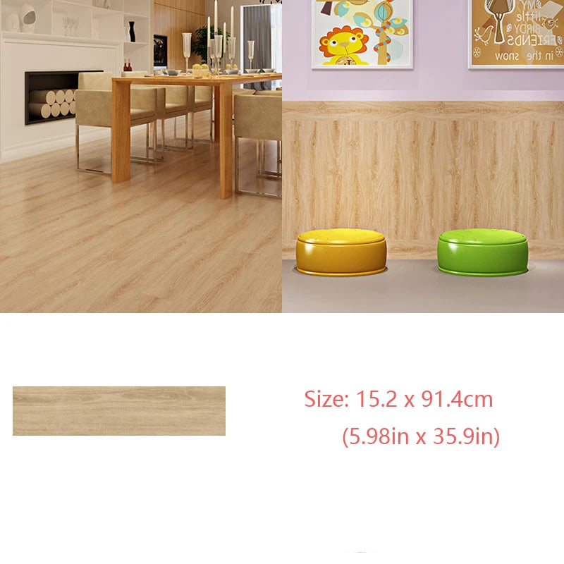 Self-Adhesive Wood Grain Floor Wallpaper Waterproof Wall Sticker Bedroom Living Room Toilet Kitchen Home Decor Floor Sticker