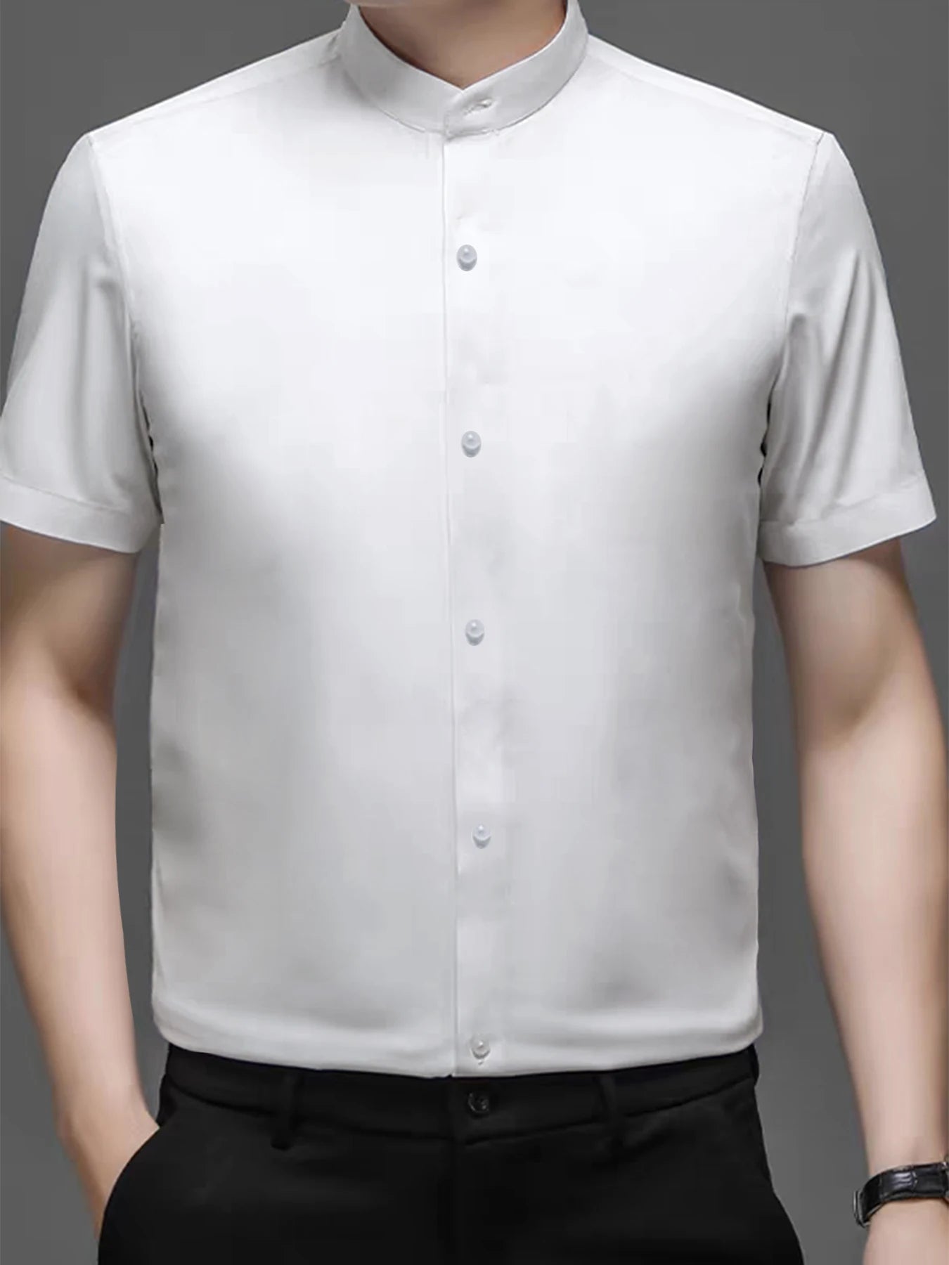 Áo Sơ Mi Nam Cổ Đứng Lịch Lãm Hè Công Sở Cao Cấp
