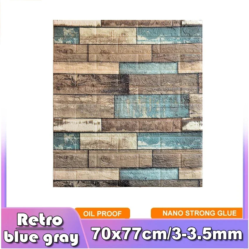 3D Brick Wall Sticker Strong three-dimensional 77*70cm Monochrome and Retro adesivos de parede paper Bring the fun of home life - Daisan Mart