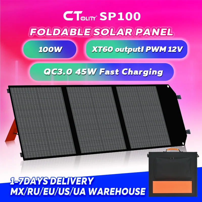 Bảng Năng Lượng Gấp Gọn CTOLITY 100W với Sạc Nhanh - Daisan Mart