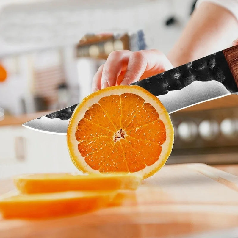 6.5" Forged Knife Stainless Steel Boning Butcher Knife Meat Cleaver Fishing Knife Professional Chef Knife with Sheath