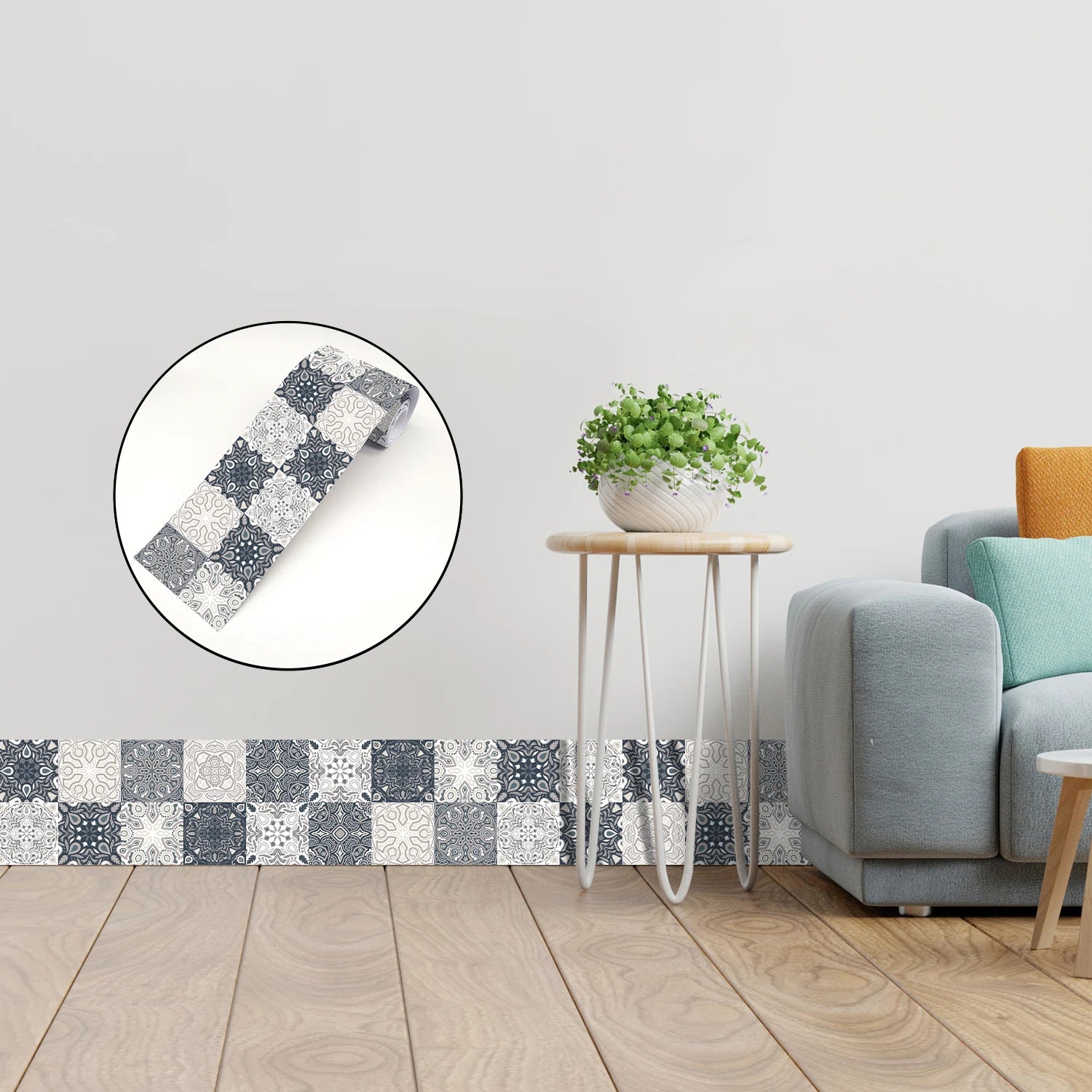 European Style Ceramic Wall Sticker Kitchen Bathroom Waterproof Home Decor Waistline Skirting Strip Peel &amp; Stick Art Wall Decals