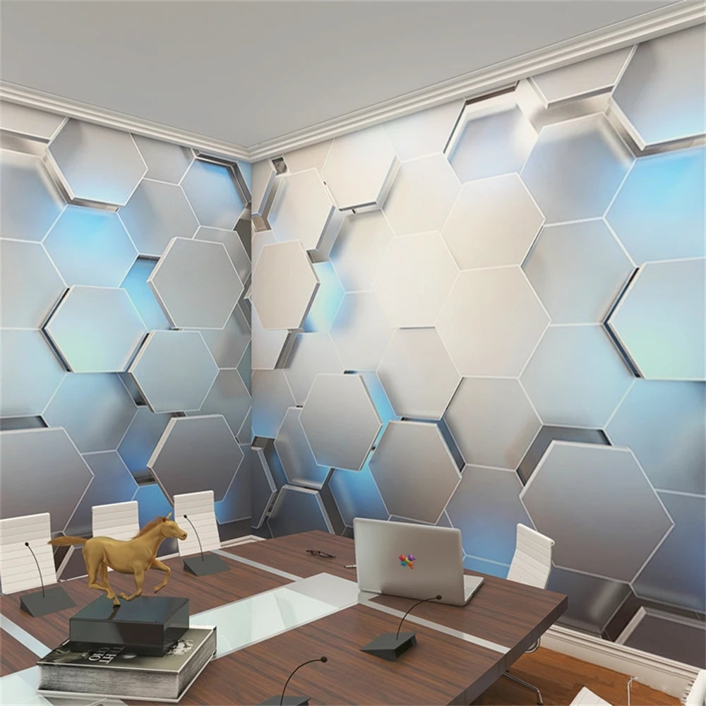 Custom papel de parede 3d background Geometric figure bump wallpaper barber shop office front desk wall paper home improvement