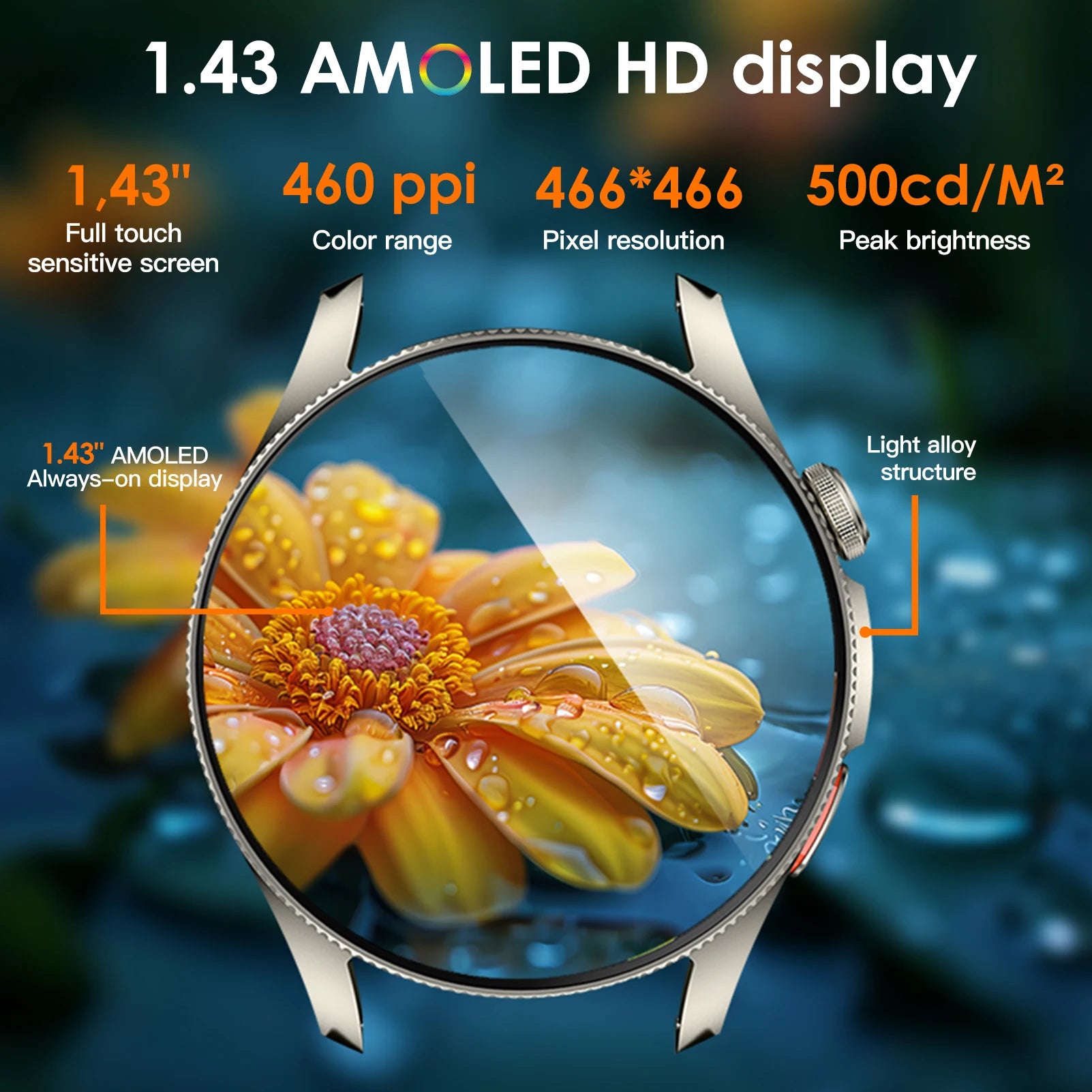 1.43" AMOLED Smartwatch Multifunction GPS 150+