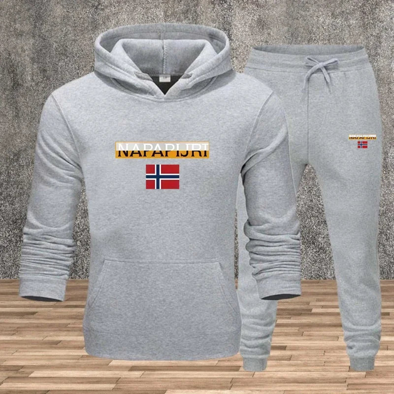 Men's Sportswear Printed Shirt Jogger Pants 2 Piece Dynamic Set