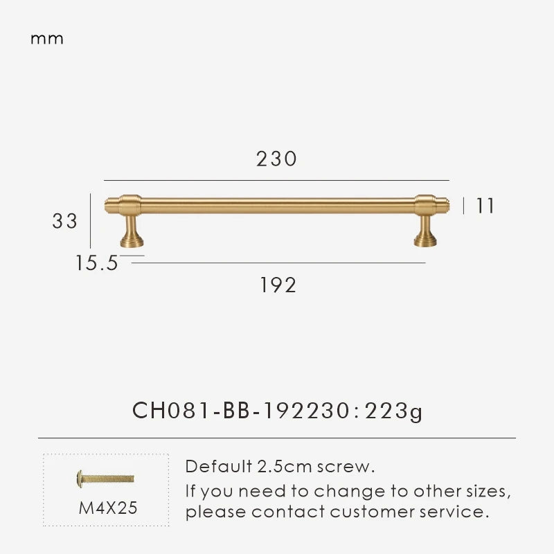 Nurlin Solid Brass French Style Luxury kitchen Cabinet Knobs Wardrobe Drawer Doors Handle Tbar