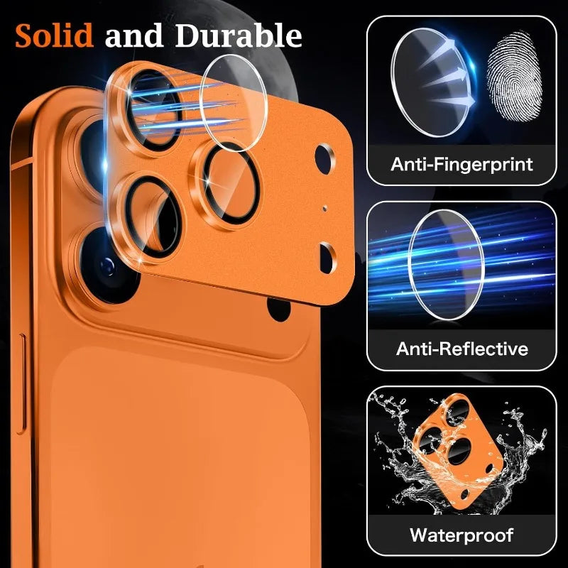 Metal Camera Lens Protector Tempered Glass 9H Hardness Alloy Scratch Proof Camera Cover Impact Protection for IPhone 17 Pro Max
