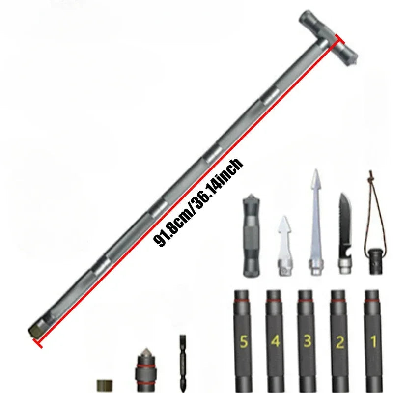 Foldable Aluminum Alloy Multi-Functional Hiking Stick