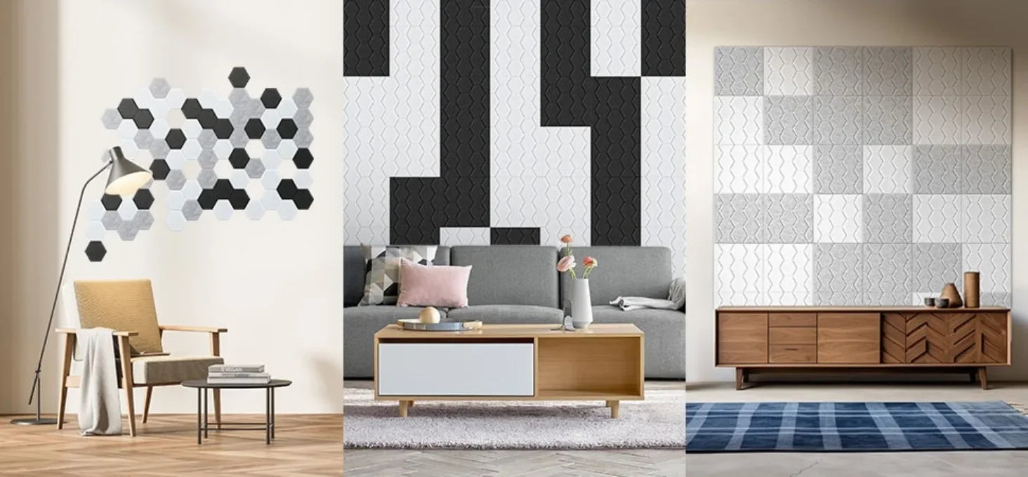 Honeycomb Felt Wall Panels Self-Adhesive Soundproof Tiles Peel &amp; Stick Noise Reduction for Home Office Nursery Acoustic Wall