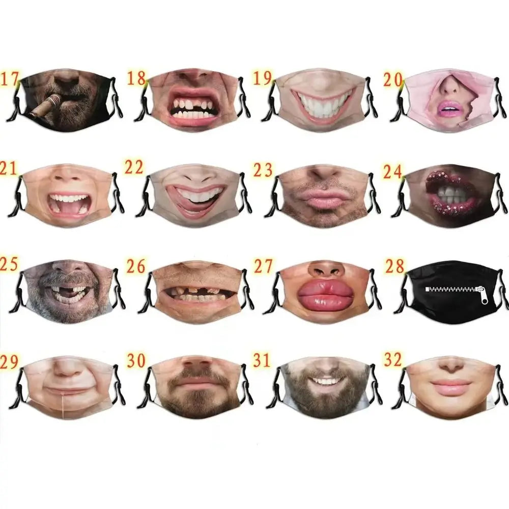 Facial Expression 3D Three-dimensional Mask Personality Breathable Funny Printed Mask Creative Printed Party Cosplay Mask Warmer