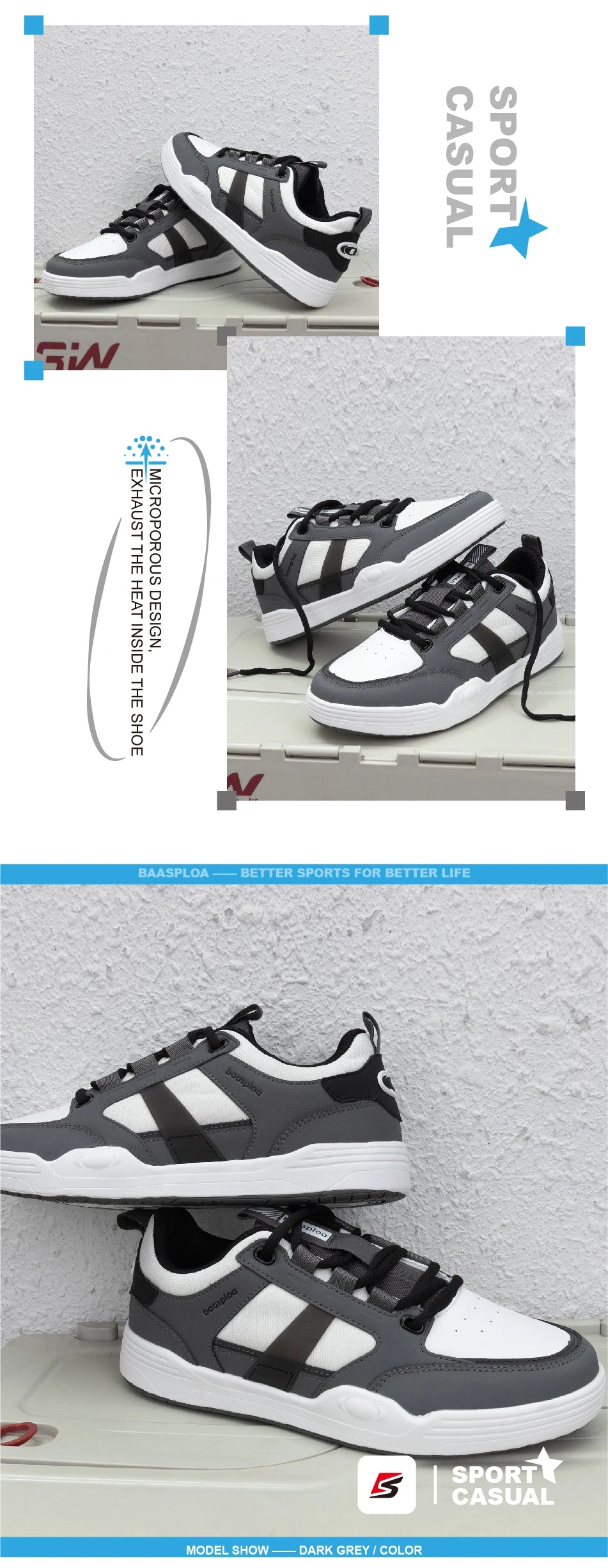 Giày Trượt Ván Nam Baasploa - Thời Trang, Nhẹ, Chống Trơn