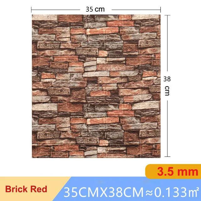 20pcs 35m*38.5cm 3DWall Sticker Solid Color Faux Brick Bedroom Home Decor Waterproof Self Adhesive DIY Living Room Wallpaper