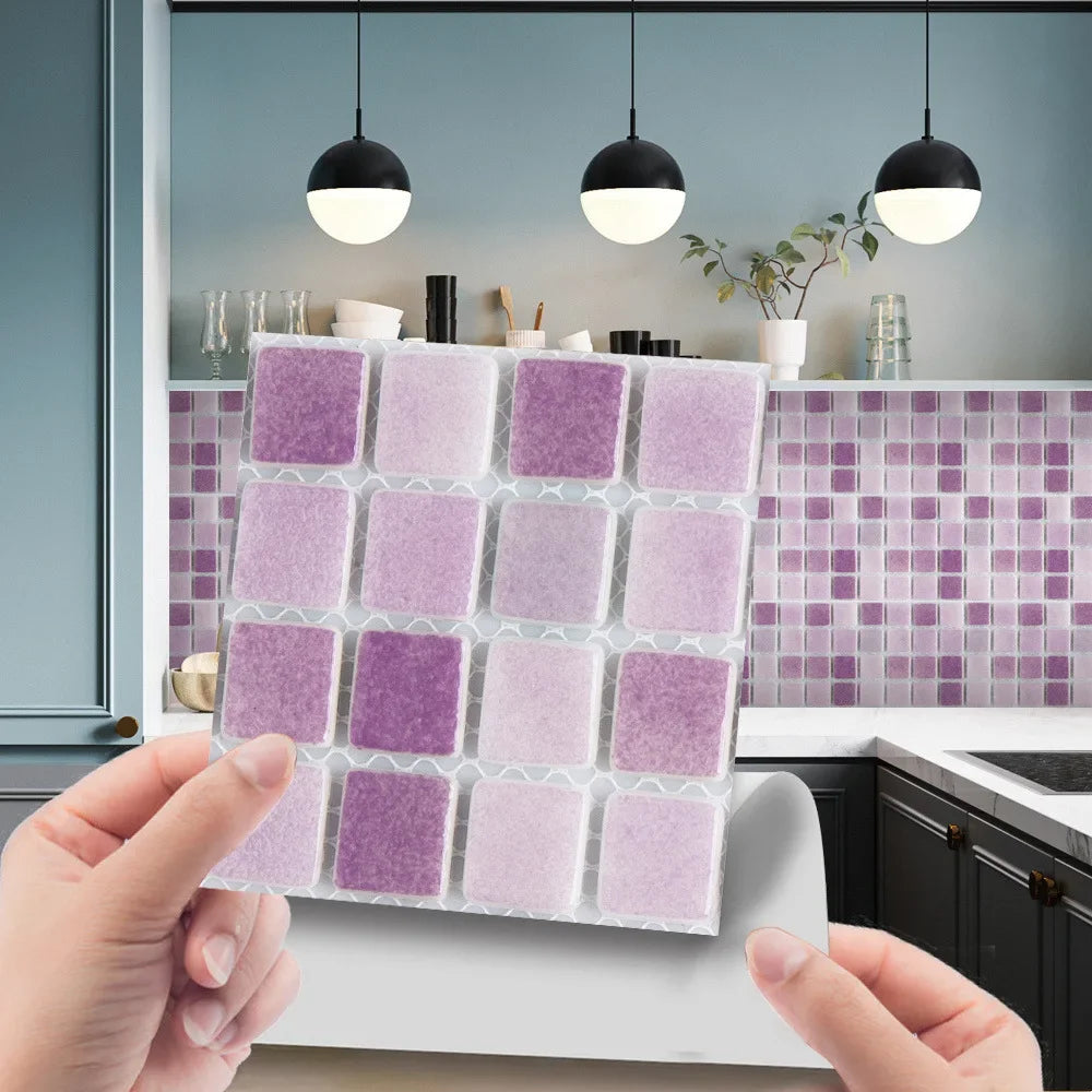 10pcs/set 3D Mosaic Tiles Sticker Self Adhesive Waterproof Wall-Tiles for Kitchen Bedroom Bathroom Walls Backsplashes Decoration