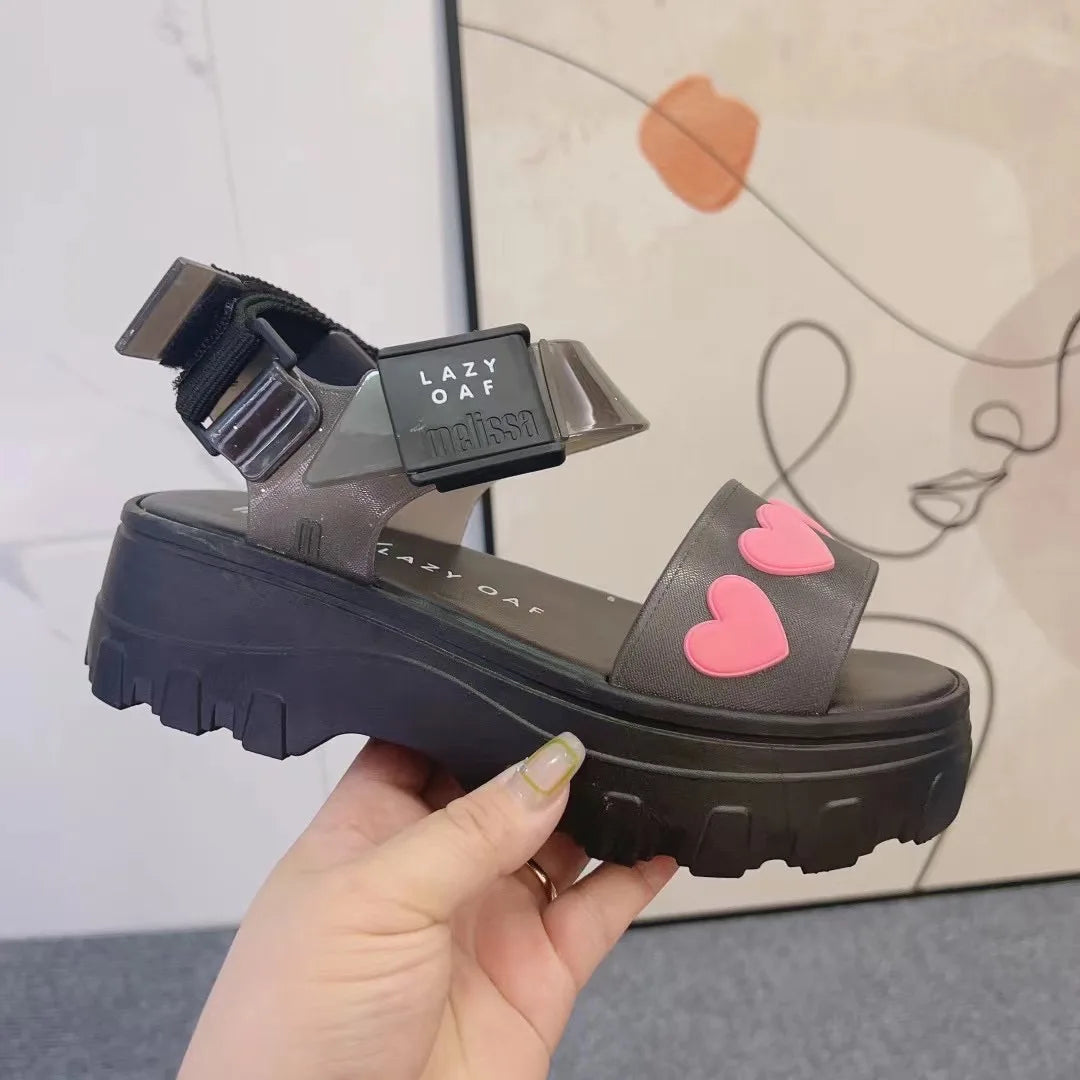 Sandal Nữ Mini Melissa 2025 Sóng Hoa Tim Retro