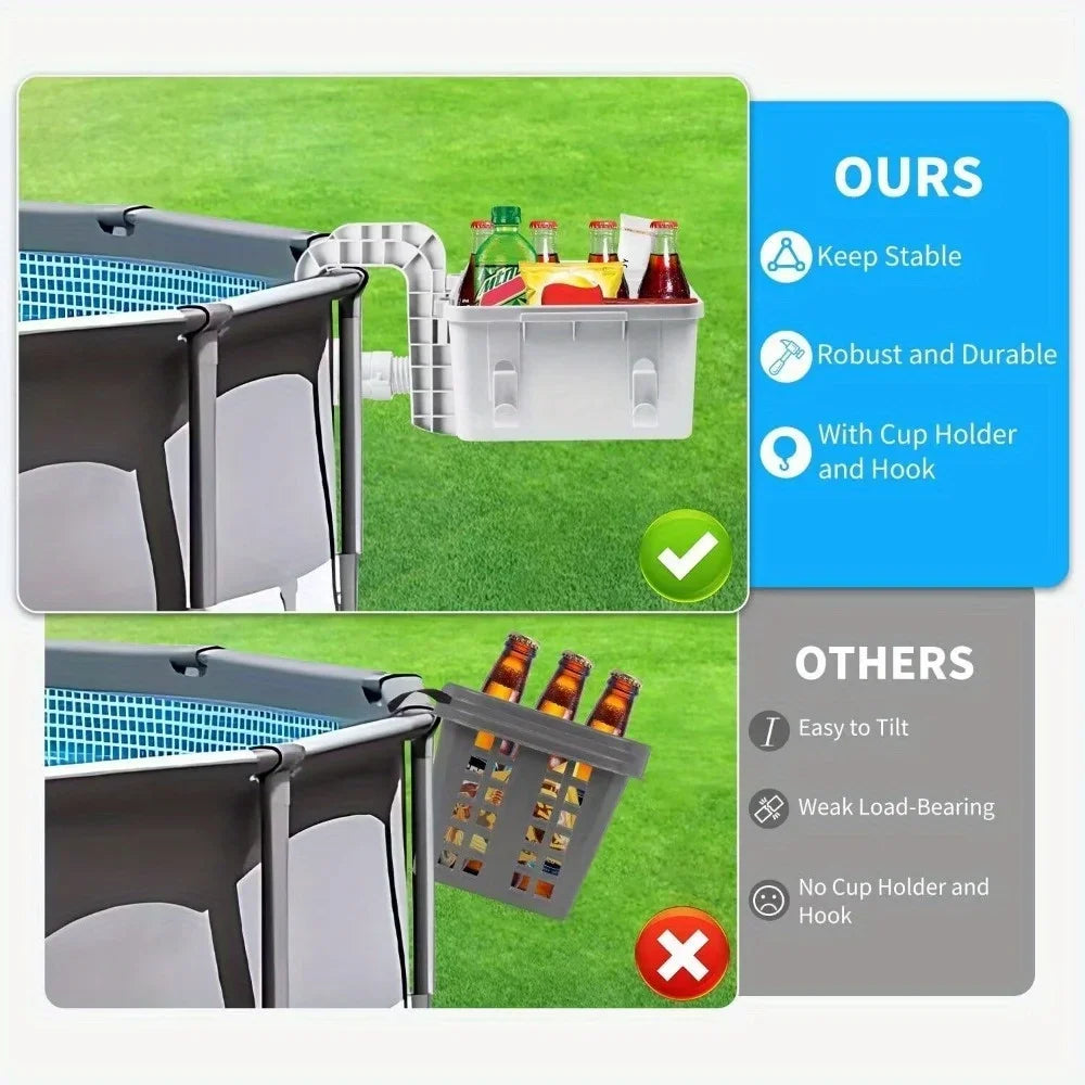 Giỏ Đựng Đồ Bên Hồ Bơi Kèm Khay Cốc Tiện Lợi