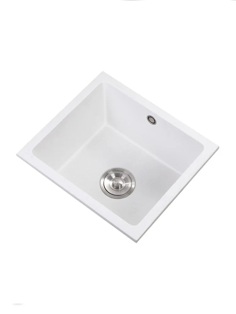 Bar counter square white quartz stone sink size single under counter kitchen vegetable basin - Daisan Mart