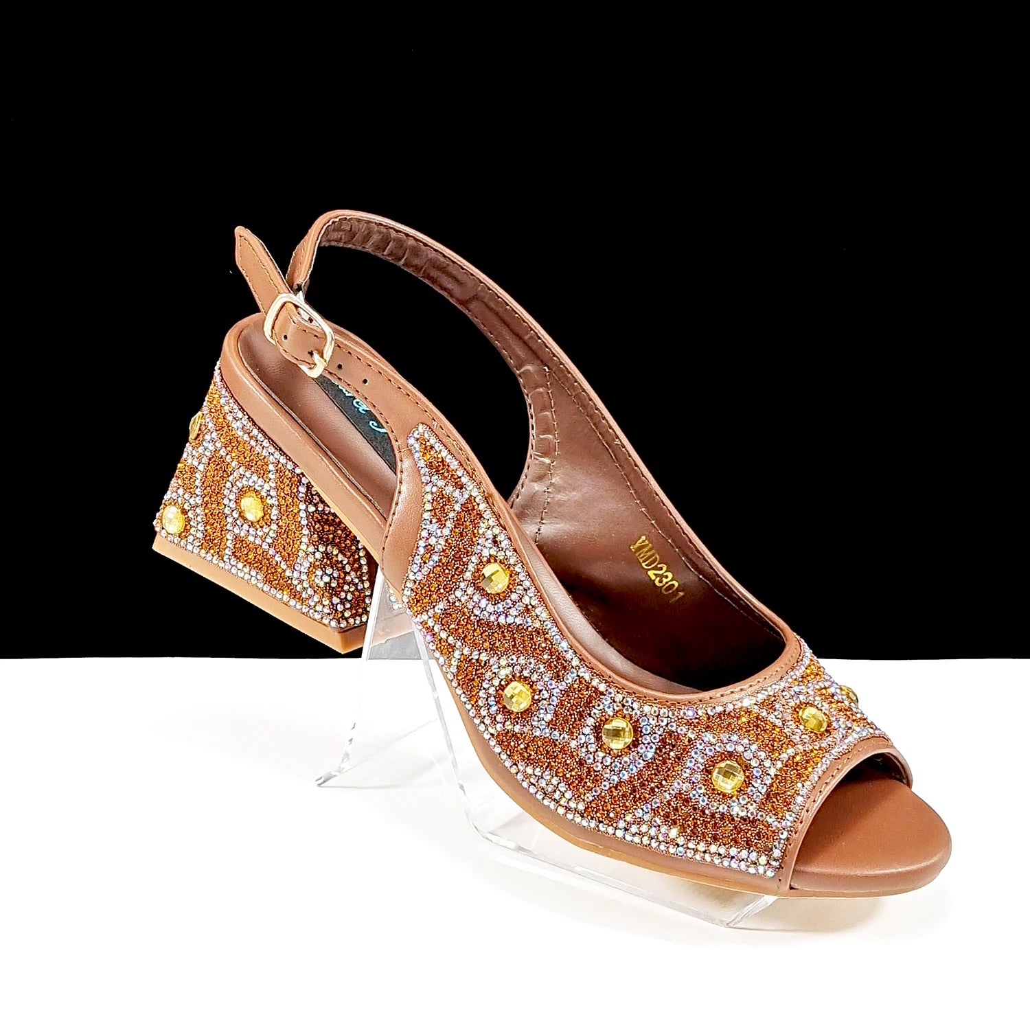 2024 Rhinestone Shoes and Bag Set - Trendy Green