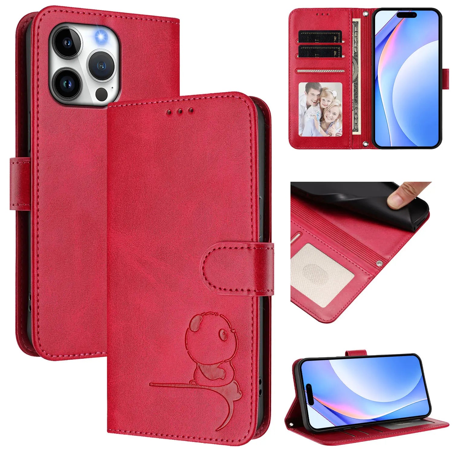 3D Bear Leather Wallet For iPhone - Multi-Functional Case